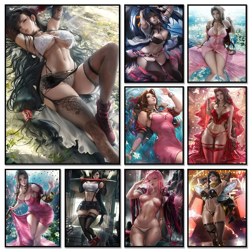 Hot Game Final Fantasy Sexy Anime Girl Poster Prints Canvas Painting And Prints Wall Art Picture Home Dorm Decor Frameless Gift