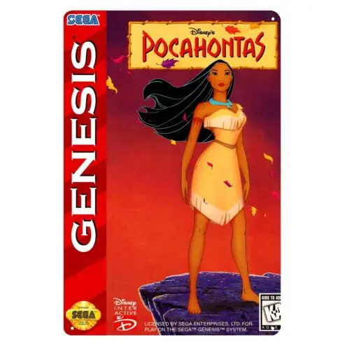 Pocahontas Genesis Retro Video Game Metal Poster - 20x30cm (8x12 inch)