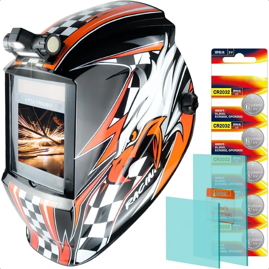 

Welding Helmet Auto Darkening Large Viewing True Color Solar Powered Welding Hood with 4 Arc Sensor Adjustable Wide Shade Range