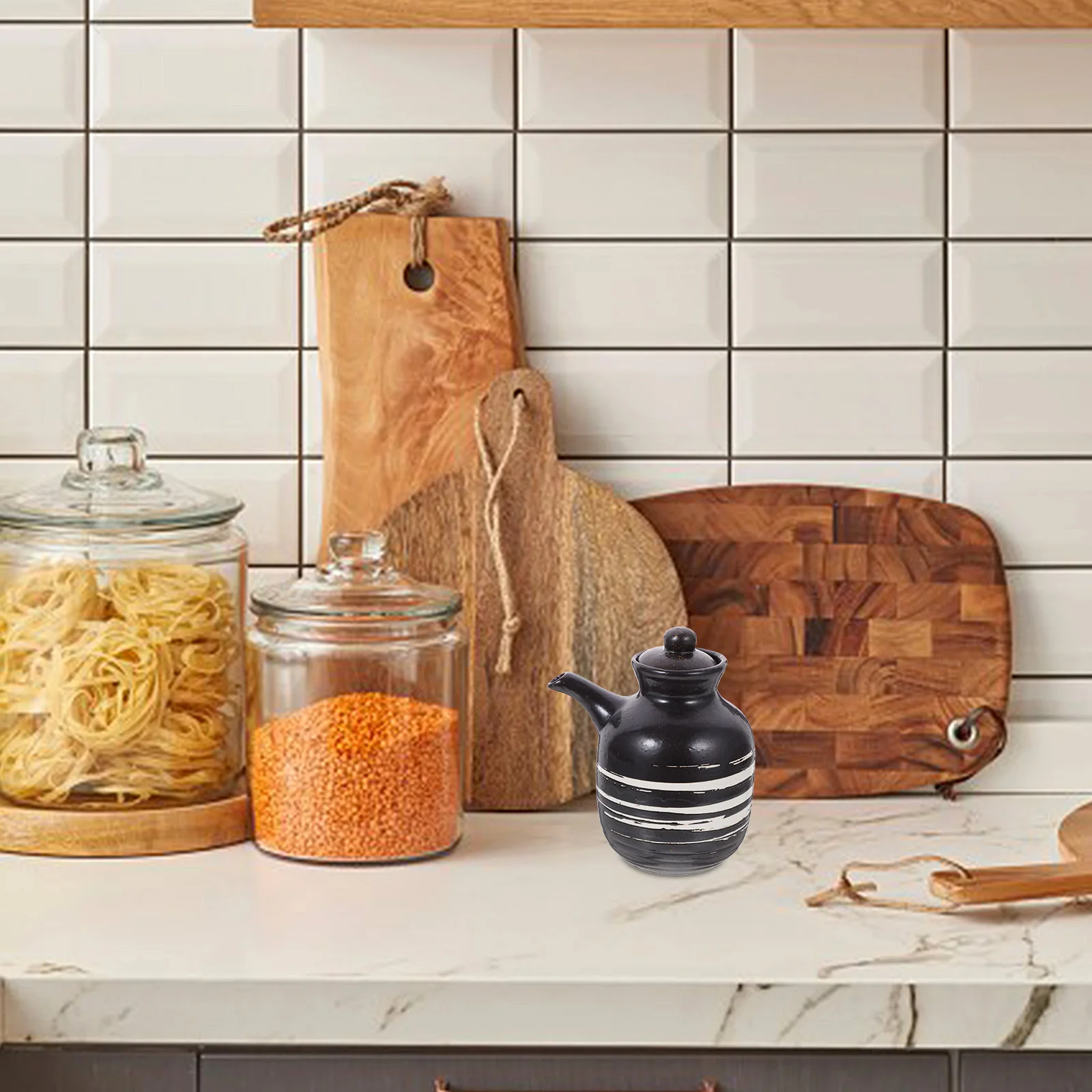 

Ceramic Vinegar Dispenser Decorative Oil Bottle Sauce Storage Container Kitchen Condiment Holder Soy Sauce Dispenser