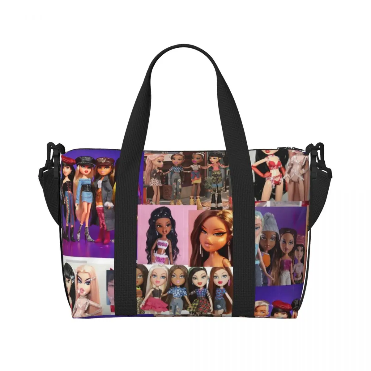 Custom Bratzs Doll Beach Tote Bag Women Tv Movie Cartoon Large Compartment Gym Beach Travel Bags