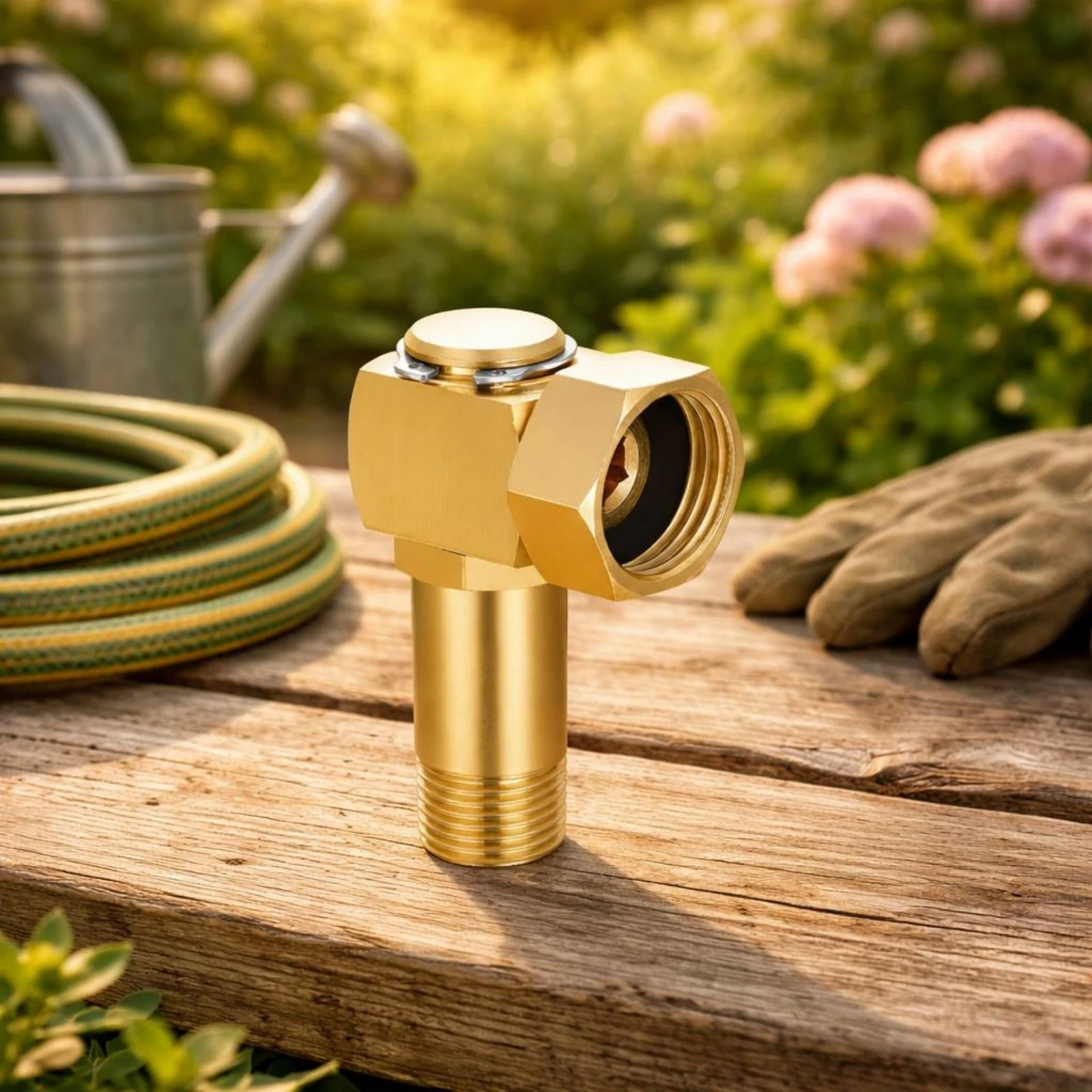 1/2 NPT to 3/4 GHT Adapter Threaded Swivel Elbow Hose Adapter Brass Hose Connector Gold-Colored Shiny Finish Hardware Part