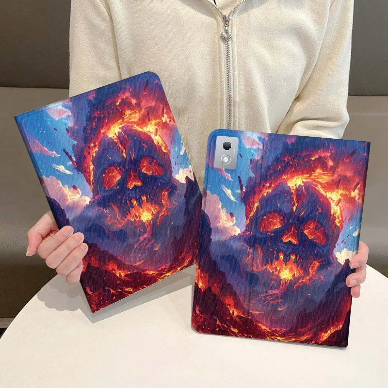 

Burning Skull Volcano Art Gift For Vivo Pad SE 11 5 3 2 Pro 12.3 13 12.1 11.5 Air IQOOPad Foldable Tablet Case