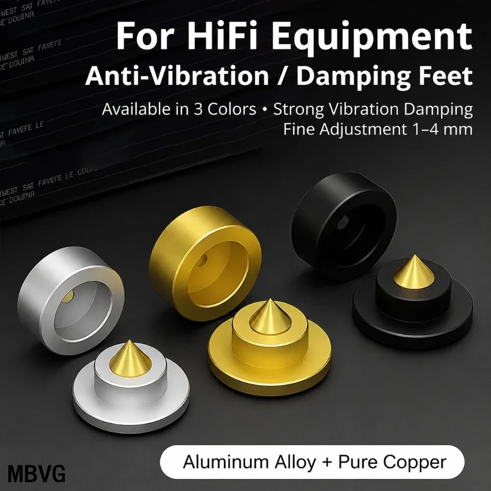 HiFi Anti Vibration Isolation Feet Aluminum Alloy Copper Core Speaker Damping Pads Shock Absorber for Amplifier Turntable