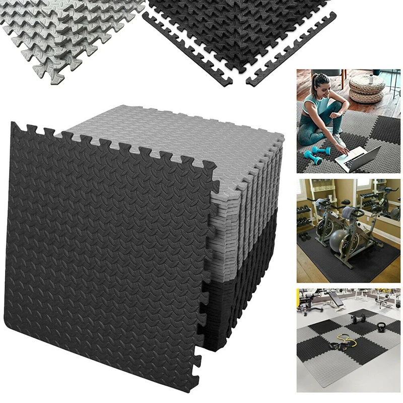 12-teilige Übungsmatten Puzzle-Schaumstoffmatte Fitness-Bodenmatte EVA Ineinandergreifende Bodenplatten für Heimtraining Sport Rutschfeste Bodenfliesen