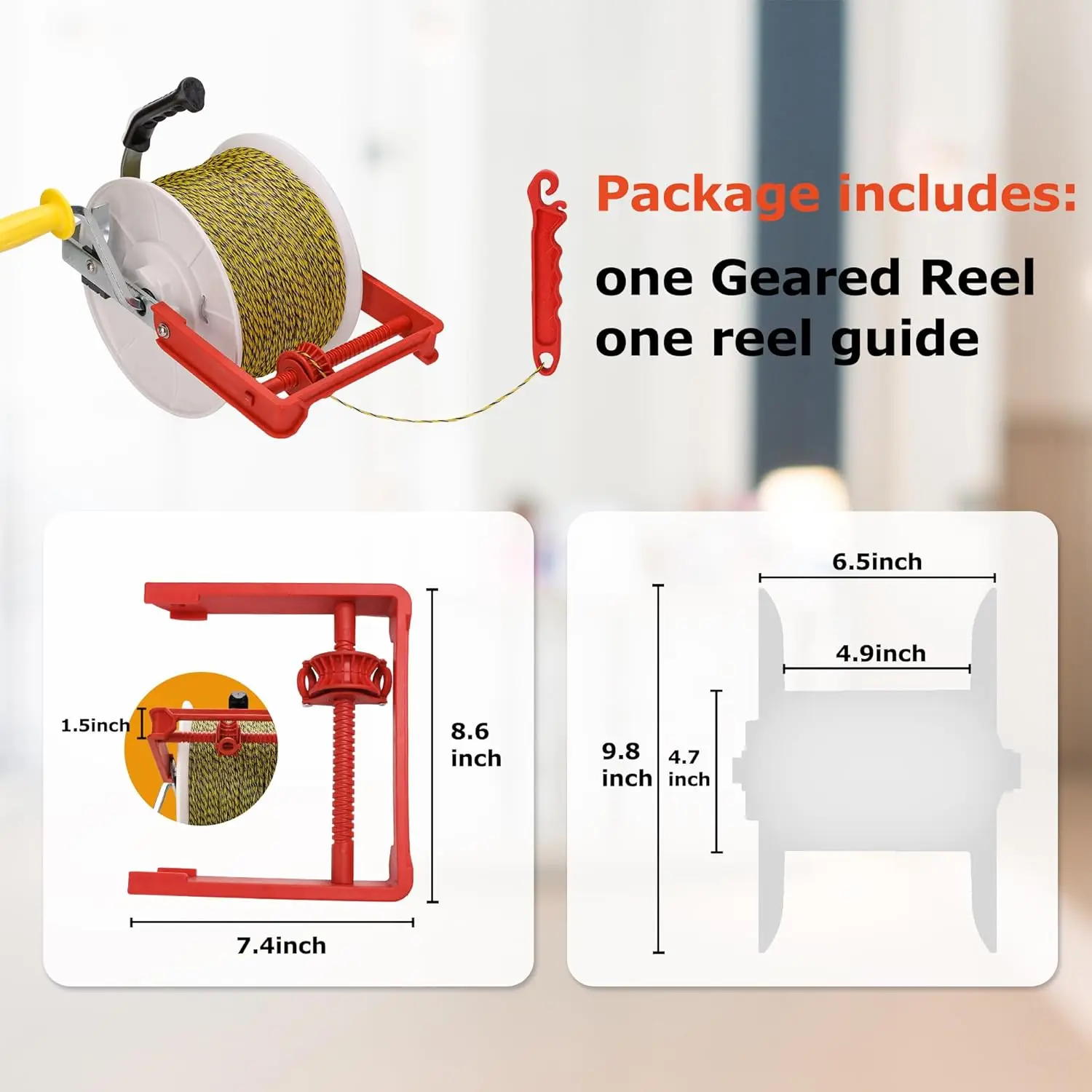 3:1 Geared Electric Fencing Reel with Auxiliary Winding Handle for Building Farm Fences