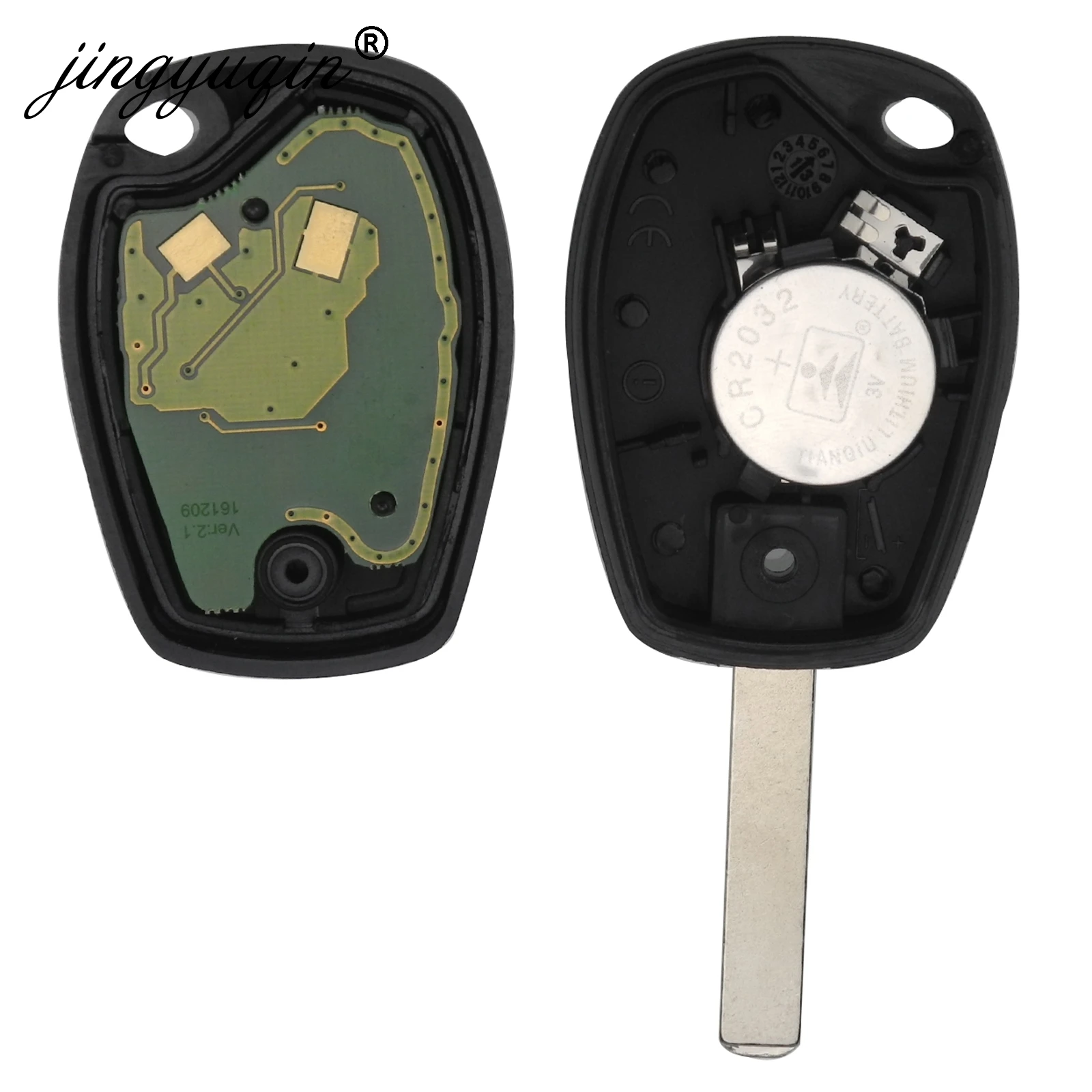 Jingyuqin-Clé de voiture à distance, 2 boutons, puce PCF7947 PCF7946 pcf7952E, Renault Duster Modus Clio 3 DACIA Logan Sandero, 10 pièces, 433MHz