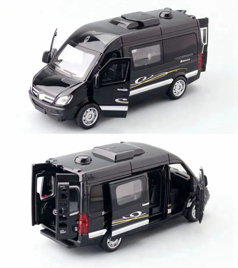 Échelle 1:32 M-B Sprinter MPV Van Jouet Voiture Moulé Sous Pression Véhicule Modèle nervure Retour Son Lumière Portes Ouvrables Collection Cadeau pour Enfant