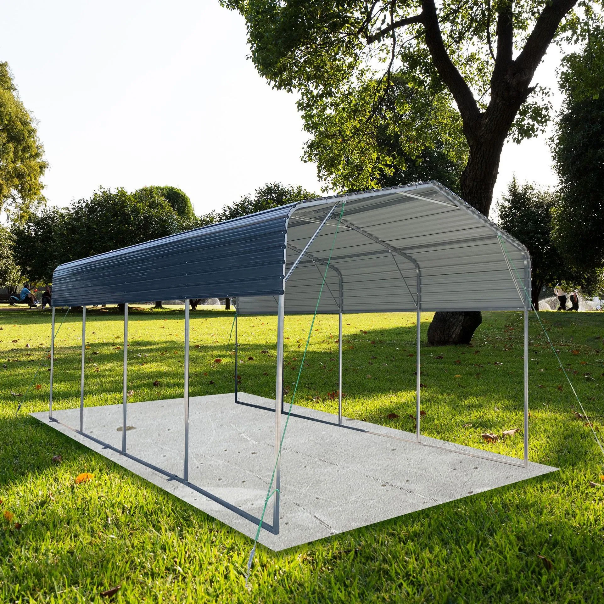 Double Carport Galvanized Steel Aluminium Frame Canopy PE Roof Waterproof Durable Modern Outdoor Backyard Driveway Parking