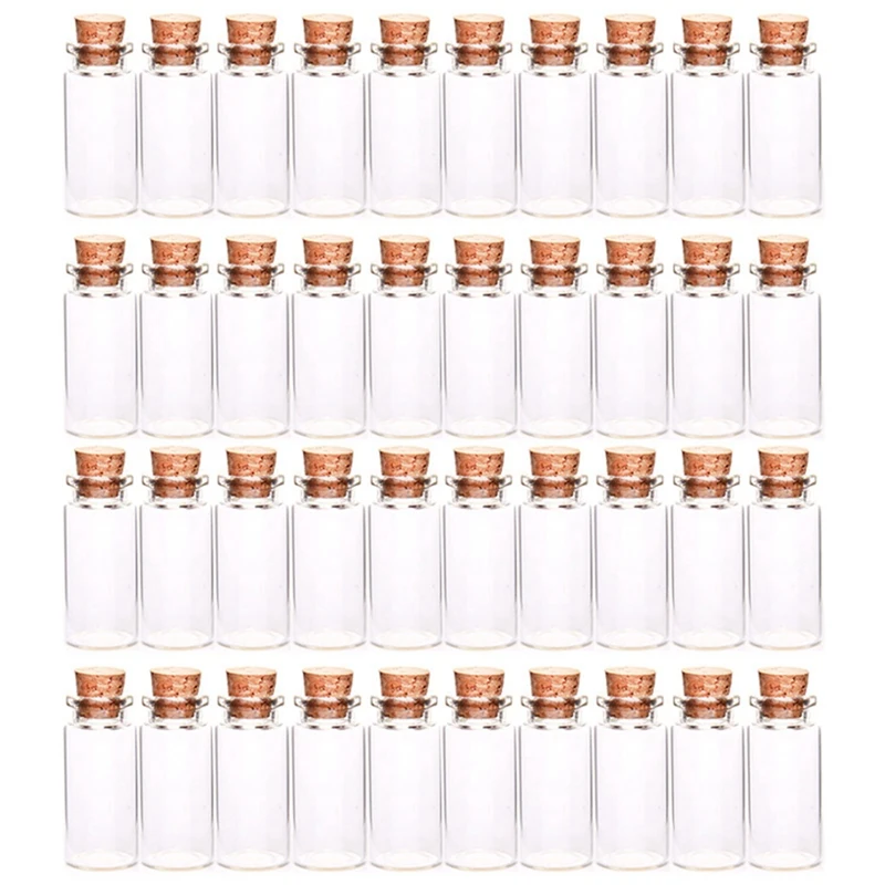 40 Pcs Vials Bottles Mini Glass Bottle With Cork Stopper Wish Bottles, For Weddings, Creations And Decorations(10Ml )