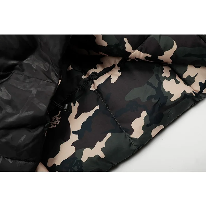 New Mertre Unisex Vest, Reversible Vintage Camo Stand Collar Zip Padded Vest Drawstring Bottom Warm Street Waistcoat