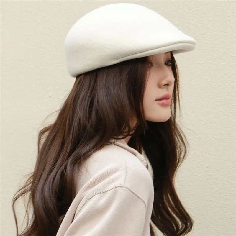 

202506-dand-YD ins chic winter High quality thick wool felt classic Forward cap women leisure visors hat