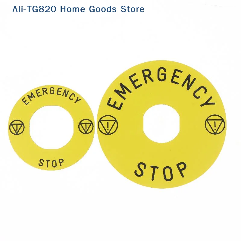 Emergency Stop Warning Stickers With Durable Waterproof High Visibility Yellow Finish Perfect For Industrial Machinery Workshops