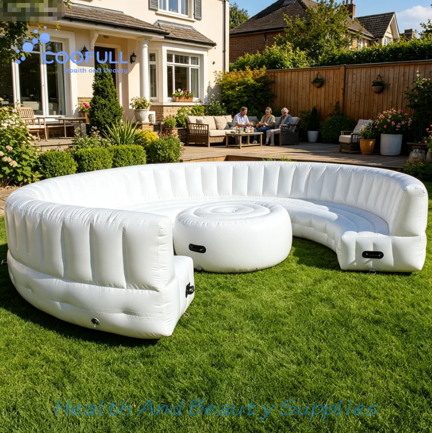 Coofull Portable Inflatable Sofa Inflatable Sofa with Table Inflatable Lounge for Backyard Garden Party Holiday Outdoor Fun