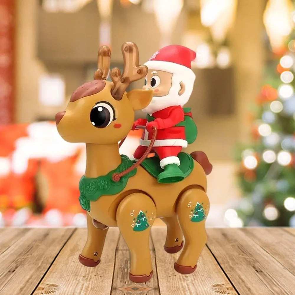 لعبة مضيئة للأطفال، لعبة سانتا كلوز الكهربائية الممتعة مع قزم للأطفال مع موسيقى وقت البطن، ألعاب الزحف هدية عيد الميلاد للأولاد والبنات