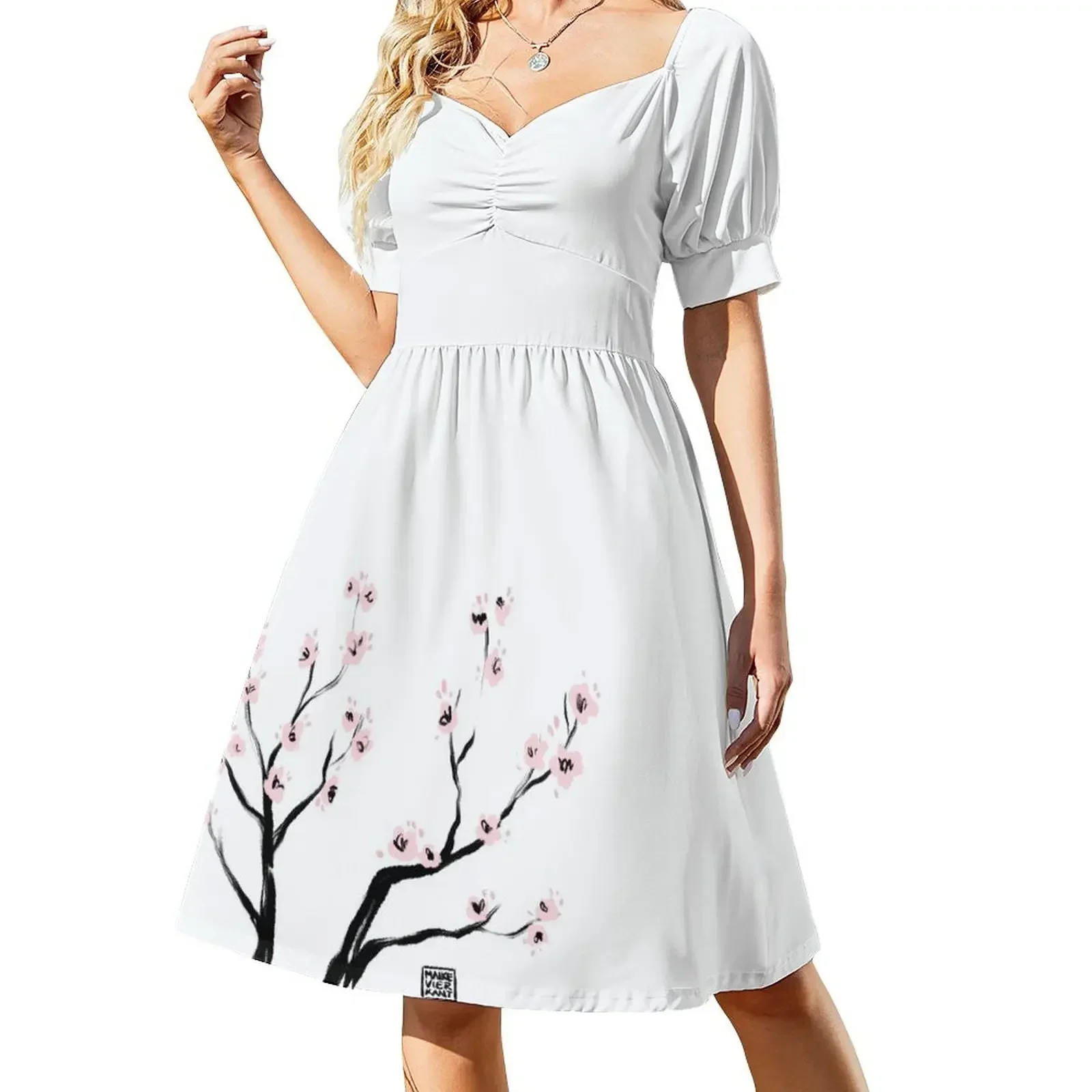 

Sumi-E Cherry Blossoms Short-Sleeved Dress evening dresses ladies women's summer dresses 2025 Dress
