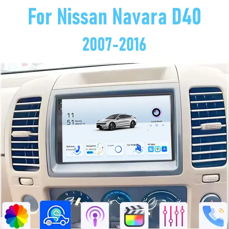 

7'' For Nissan Navara D40 2007-2016 6+128GB Car Radio Wireless Apple Carplay Wifi Android 13 Multimedia Player Stereo GPS Navi