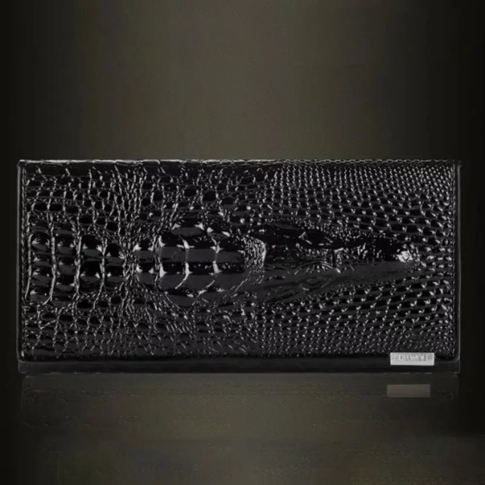 PU-Leder Geldbörse mit Krokodilmuster Reißverschluss-Münzfach Damen-Portemonnaie Brieftaschen-Design Multifunktional – Detail 2