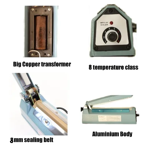 PCS400I ручная запечатывающая машина, небольшой бытовой чайный пакетик, машина для запечатывания пластиковых пакетов, термоусадочная пленка, запечатывание пакетов для закусок