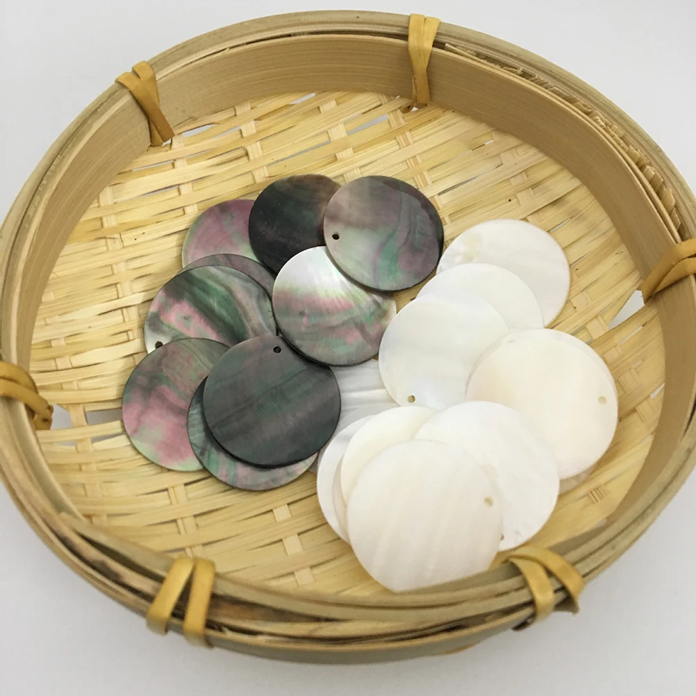 

20 PCS Natural Shell Sheet Accessories Seashell Round Flat Disc Shape Shells Drilled
