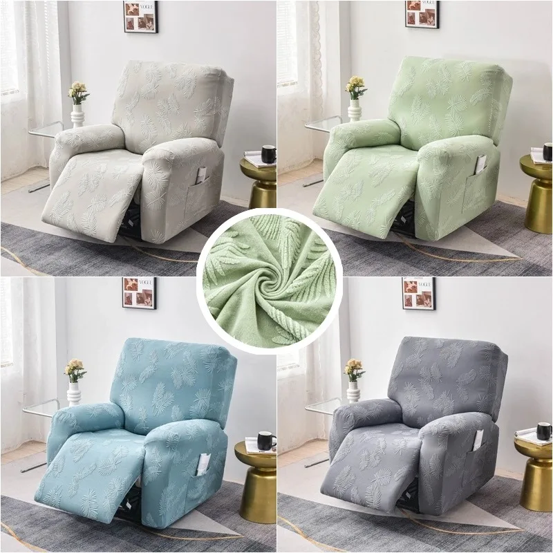 1/2/3Seater Stretch Recliner Sofa Cover for Living Room Non-Slip Solid Color Armchair Cover Leaf Texture Relax Sofa Seat Cover