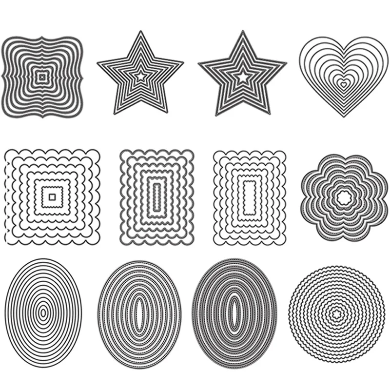 Basic Frames Metal Cutting Dies Rectangle Square Round Oval Heart Star Frame Diecut for DIY Scrapbooking Cards Crafts 2021 New