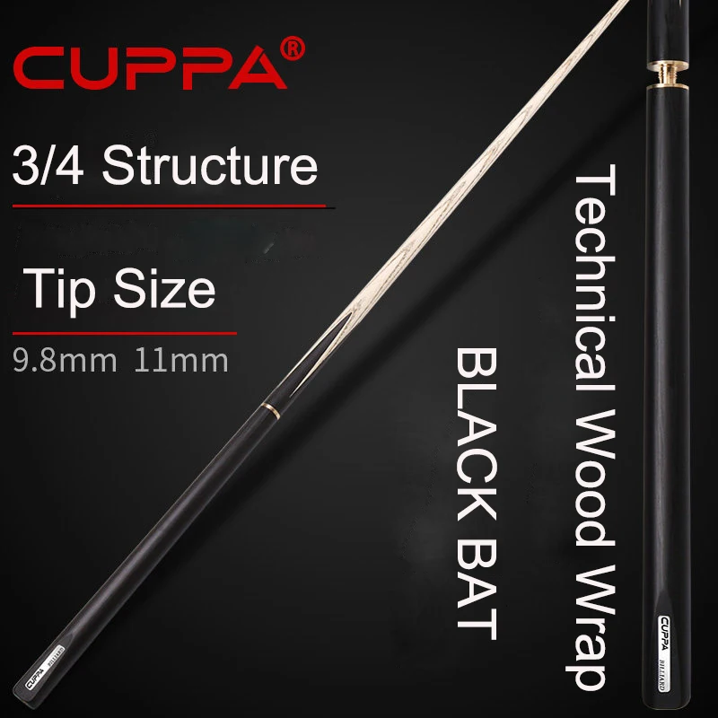 2022 New CUPPA BLACK BUT 3/4 Snooker Cue Stick 9.8mm 11mm Tips with Snooker Cue Case Set China