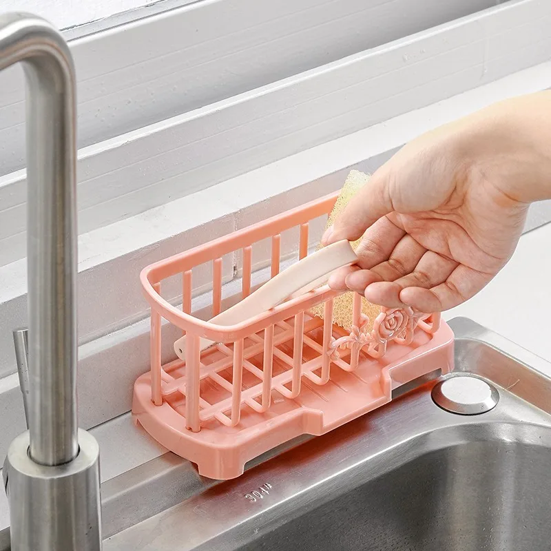 

Self-Draining Sink Storage Basket Shelf Kitchen Sink Drain Rack Soap Sponge Holder Sink Drainer Organizer Kitchen Accessories