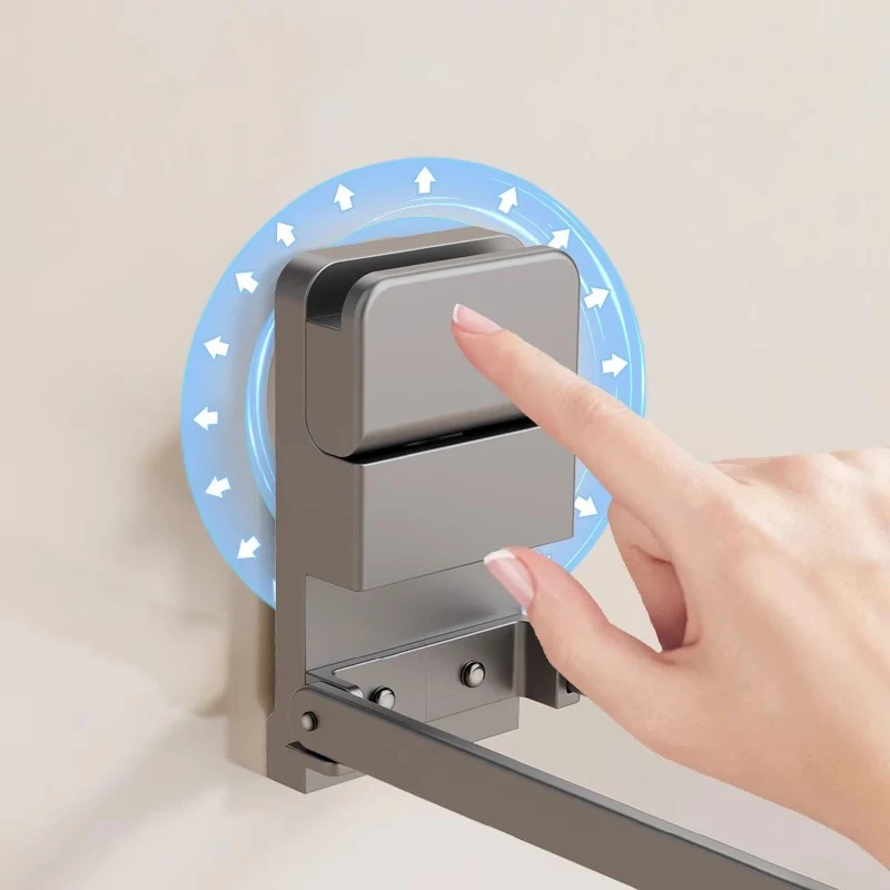 1pc Folding Towel Rack Wall-mounted Drill-free Bathroom Kitchen Storage Rack Space-Saving Compact Design Easy Installation
