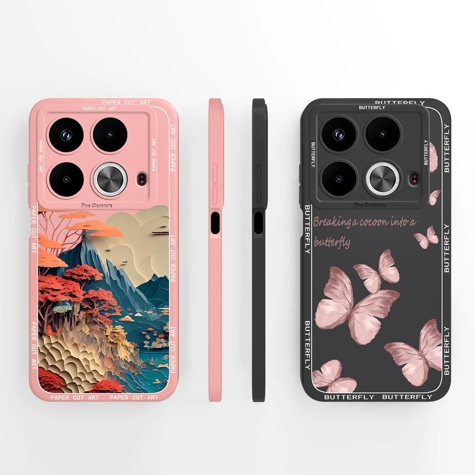 Cases For Infinix Note 40 Pro 40 Pro Plus Pink Butterfly Liquid Durable Shockproof Back Cover For infinix note 40 pro plus Coque