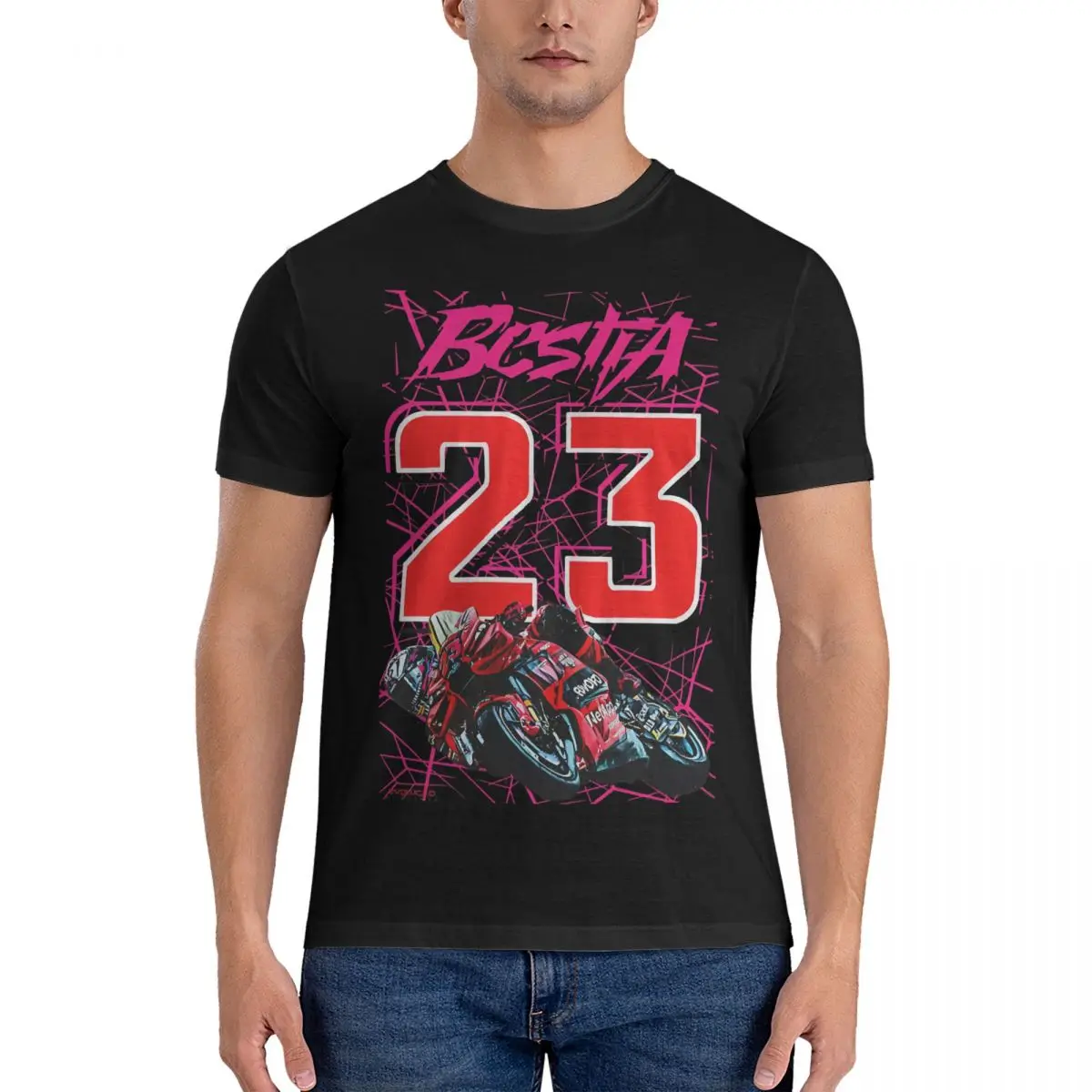 Enea Bastianini Bestia #23 Racing T Shirts Cotton Novelty T-Shirts Round Collar MOTO The GP Tee Shirt Short Sleeve Tops Party