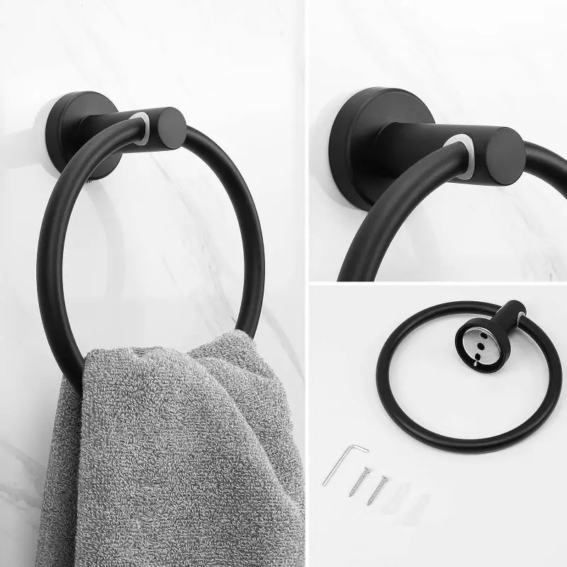 

Bath Towel Ring Bathroom Hardware Accessorie Stainless Steel 304 Hand Towel Holder for Bathroom Round Towel Hanger Wall Mounted