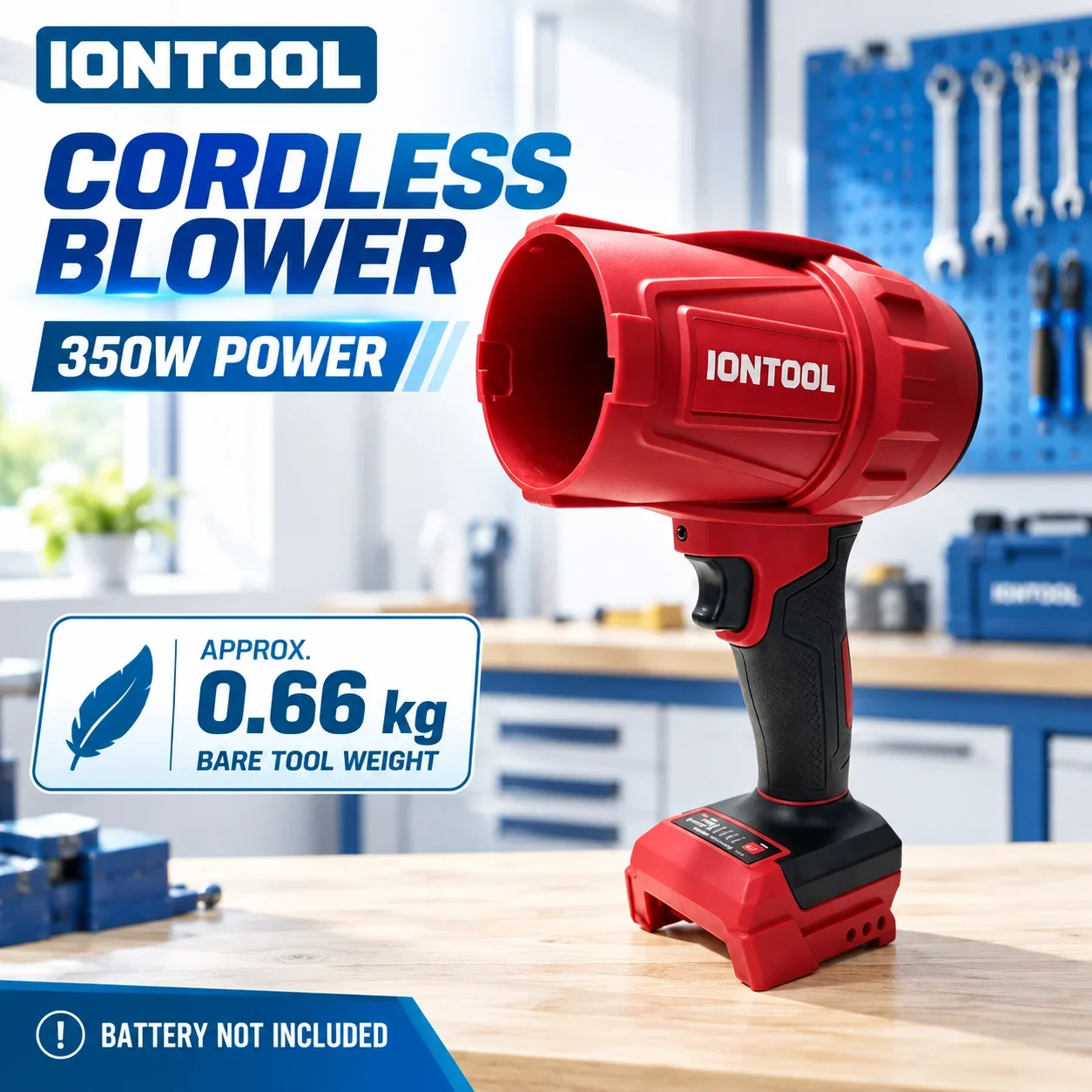 IONTOOL Portable Red Cordless Blower 350W For Boat Deck Drying and RV Awning Cleaning and Picnic Table Cleaning and Seat Drying