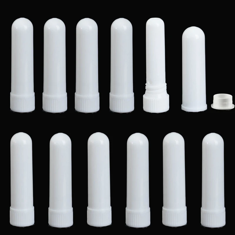 50Pcs Empty Refillable Plastic Nasal Inhaler Tubes w/ Wicks Blank Nasal Inhaler Container For Aromatherapy Perfume Essential Oil