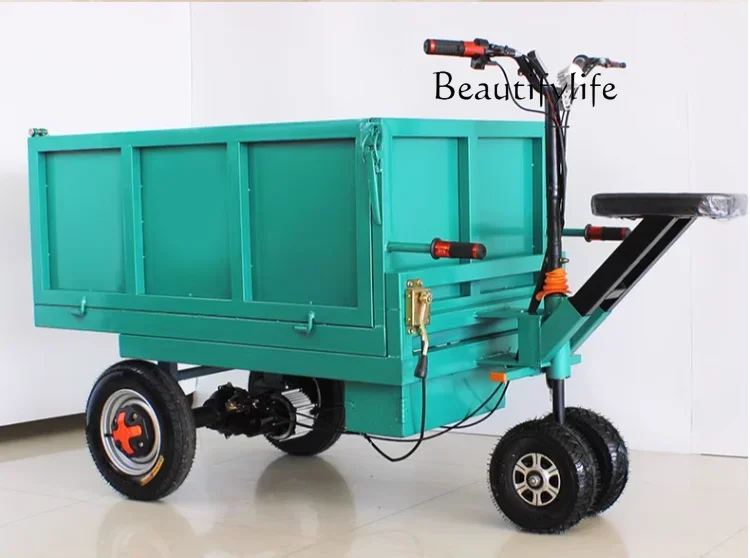 Electric Trolley Tilting Agricultural Gray Hopper Truck Truck Construction Site Three-Wheel Small Breeding Truck