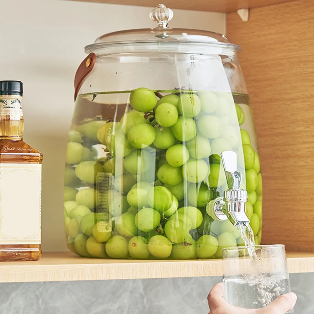 PET 5L Beverage Dispenser Drink Jar with Stainless Steel Spigot Cold Kettle Dispenser Water Jug for Bar Home