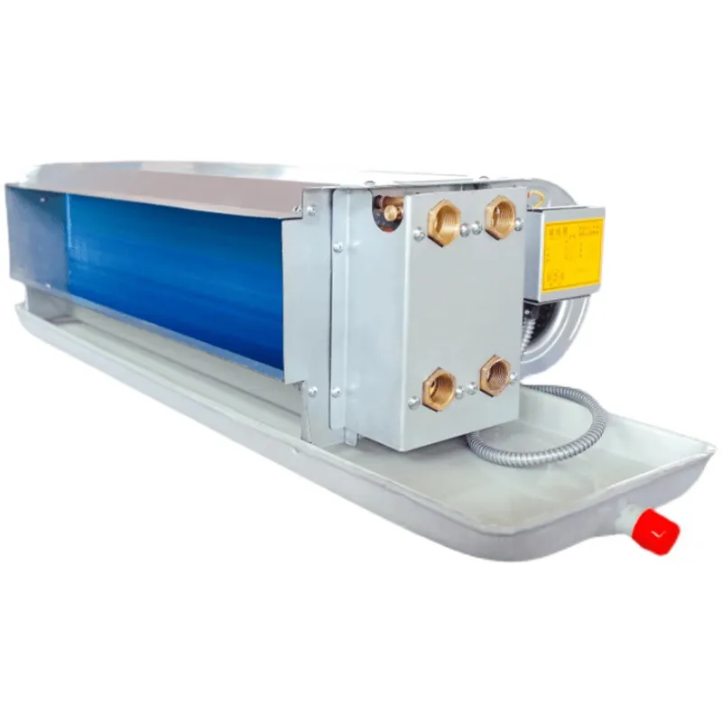 Groot luchtvolume Hoge statische druk Horizontaal verborgen gekoelde waterspiraal Fan Coil Unit Twee-pijps Drie-rij systeem AC-motor