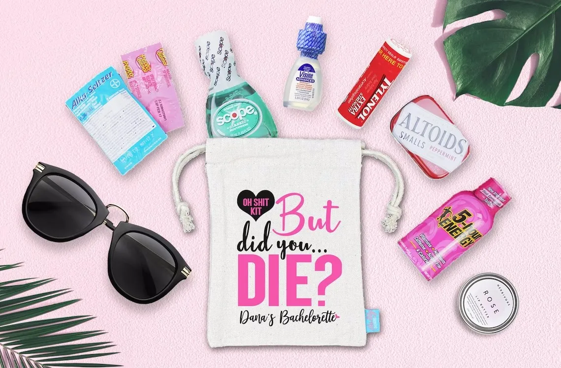 20 Pcs But Did You Die Oh Shit Kit Bachelorette Party Favor Bag, Hangover Kit Bags, Bachelorette Party Bags, Hangover Kit Bags