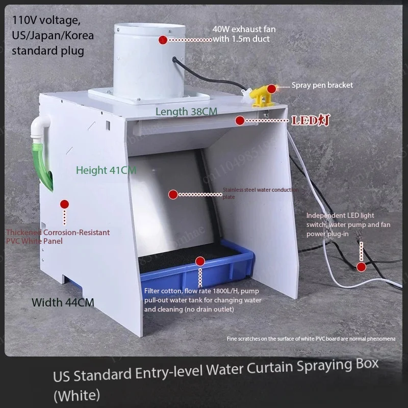 Professional Paint Booth for Gunpla & Model Spraying, Portable Water Curtain Spray Booth with Exhaust Fan