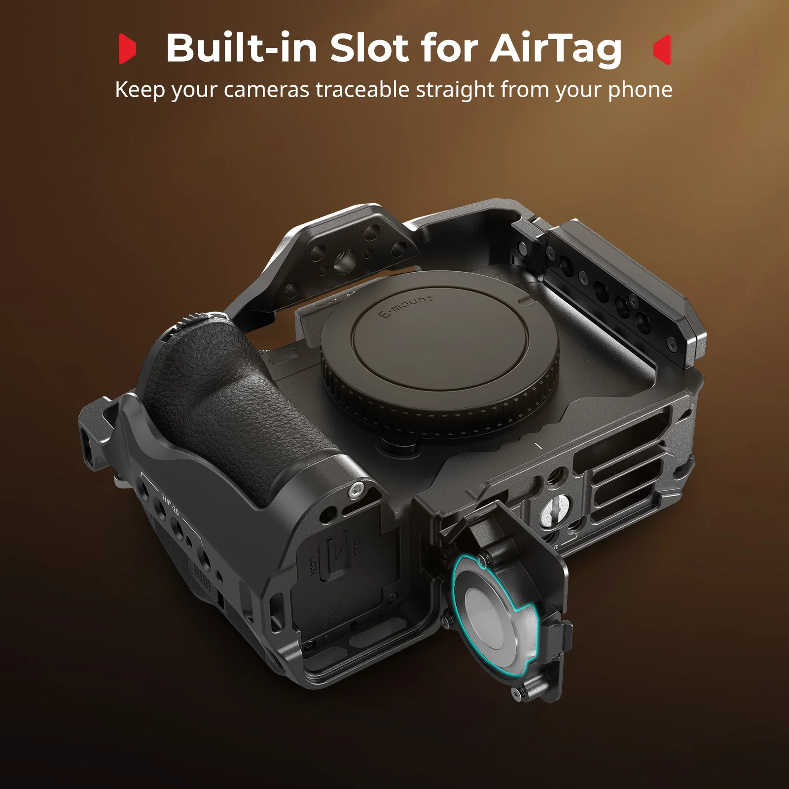 SmallRig 5583 Camera Cage With AirTag Slot Built-in Arca QR Plate For Sony A7R V A7 IV A7S III A7R IV Shooting Rig