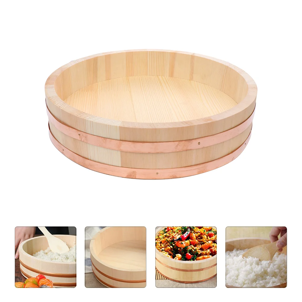 

Sushi Bibimbap Wooden Barrel Oke Rice Mixing Tub Container Japanese Food Bowl Bucket and Korean