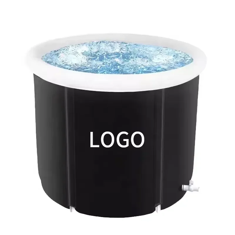 Portable Inflatable Ice Bath Tub 75x75cm Black White Blue Adult Sports Recovery Cold Plunge Pool Standard Accessories