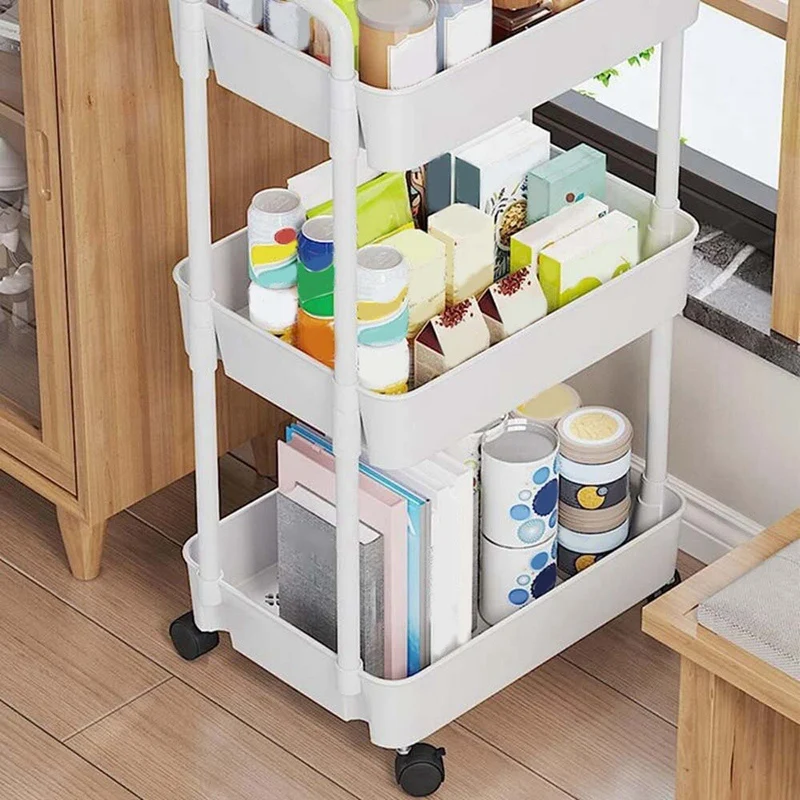 1 PCS Snacks Bedroom Bathroom Mobile Storage Storage Rack Trolley Floor Kitchen Floor Bathroom Storage Rack