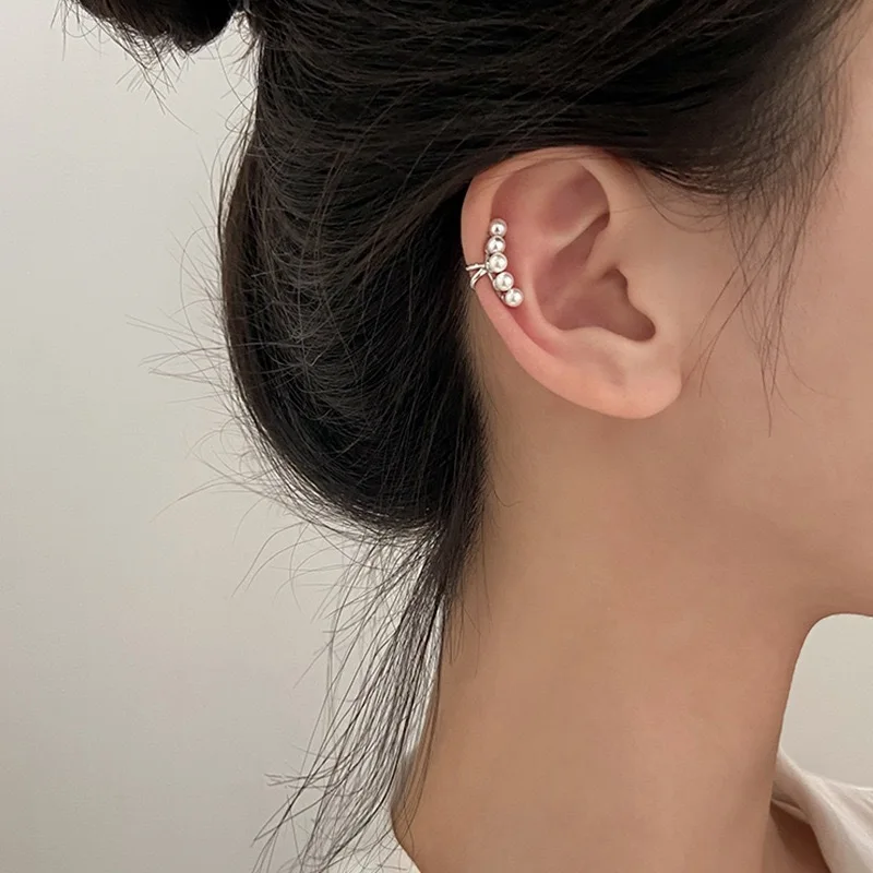 Minimalist Faux Pearl Ear Cuff No Piercing Needed Personalized Design Fashion Jewelry for Women Daily Party Gift Accessory