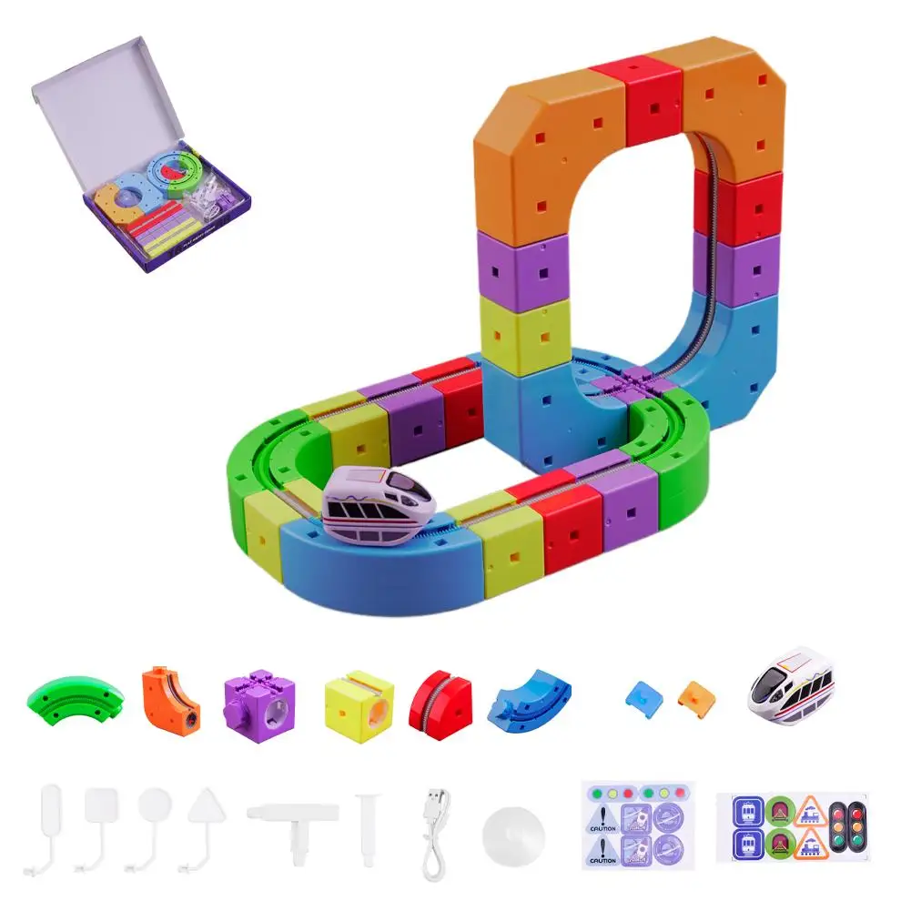 Kinder-Magische Schienenbahn Elektrische Zusammenbaubare Bausteine Magnetische Schienen Auto-Labyrinth Pädagogisches Spielzeug Magnetische Montage-Bahn