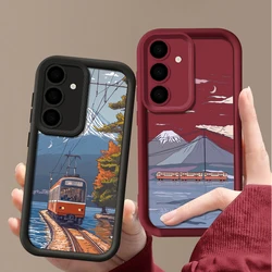 Mountain Train Anti-fall TPU Case For Samsung Galaxy A15 A16 A55 A54 A14 A25 A35 A56 5G S25 S24 S23 S22 Ultra S24 FE Phone Cover