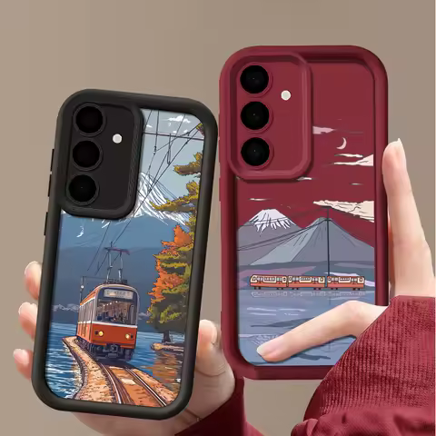 Mountain Train Anti-fall TPU Case For Samsung Galaxy A15 A16 A55 A54 A14 A25 A35 A56 5G S25 S24 S23 S22 Ultra S24 FE Phone Cover