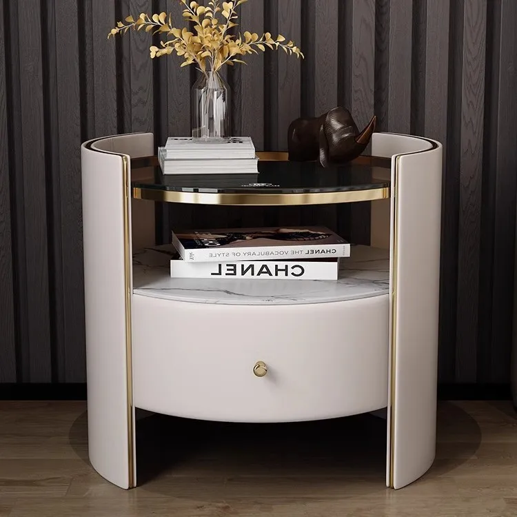 

Bedside Table Italian Minimalist Light Luxury Modern Simple Ins Internet Celebrity Designer Style Living Room Storage Solid Wood