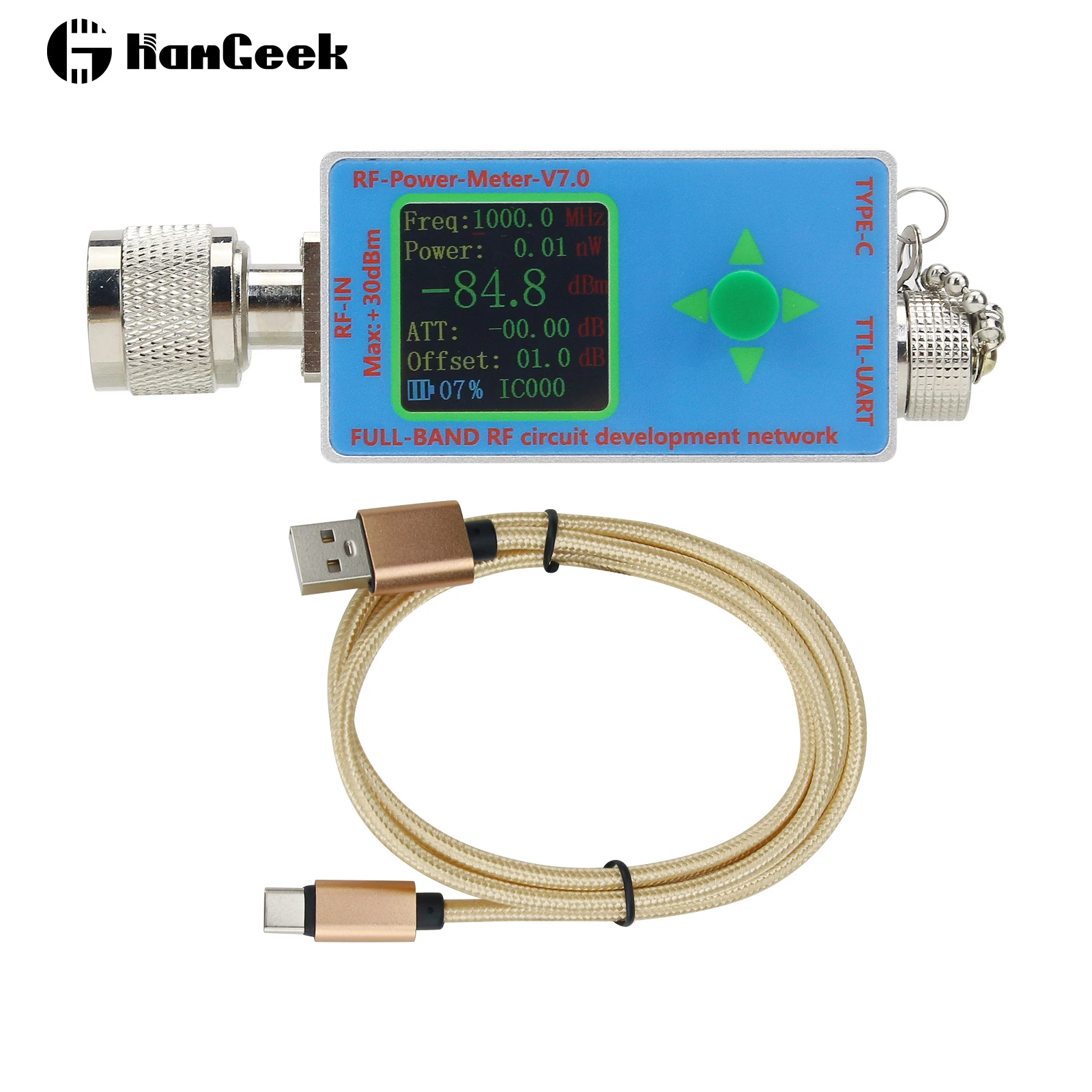 HamGeek N-Type RF Power Meter V7 10GHz Type-C High Performance Full-band RF Circuit Development Network Serial Communication