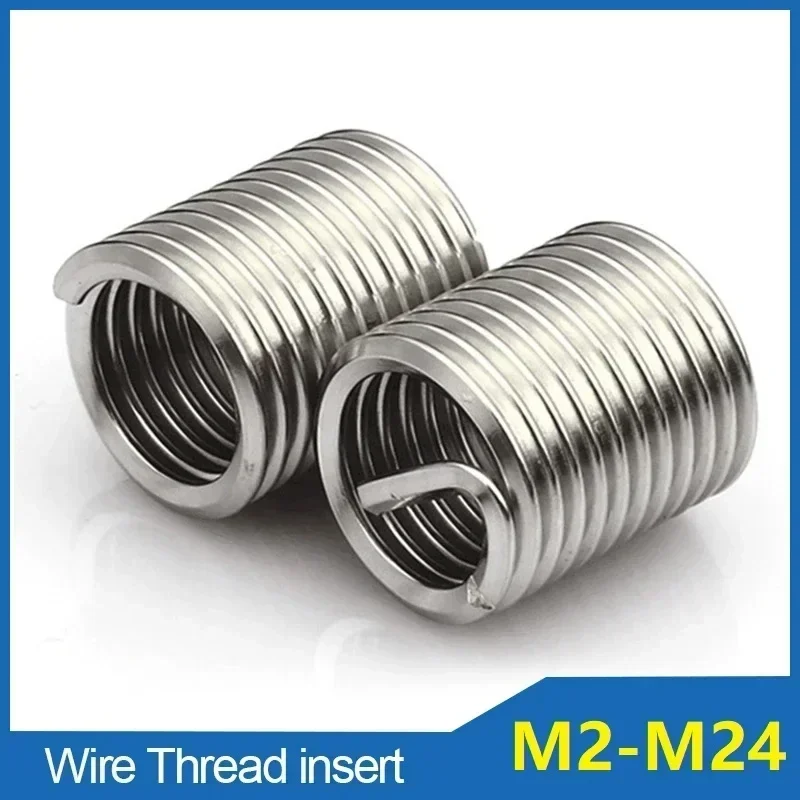 200pcs M2 M2.5 M3 M4 M5 M6 M8 304 Stainless Steel Helicoil Thread Repair Insert Coiled Wire Helical Screw Sleeve 1D-3D